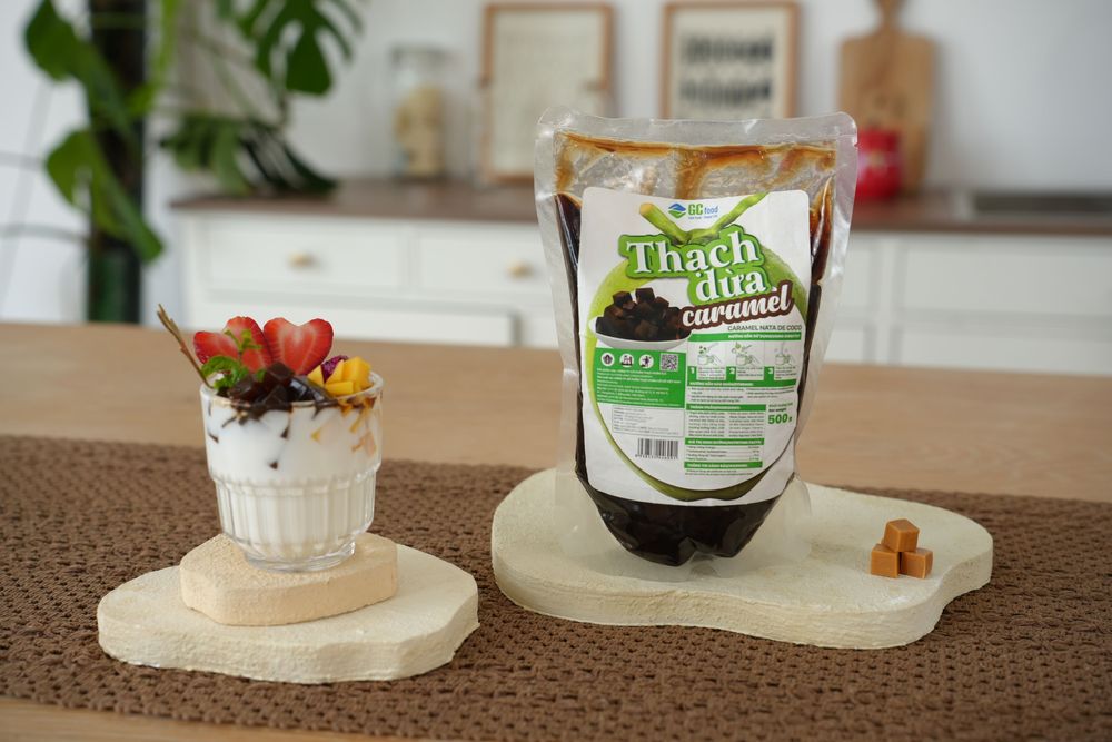 You can use caramel coconut jelly as topping for drinks