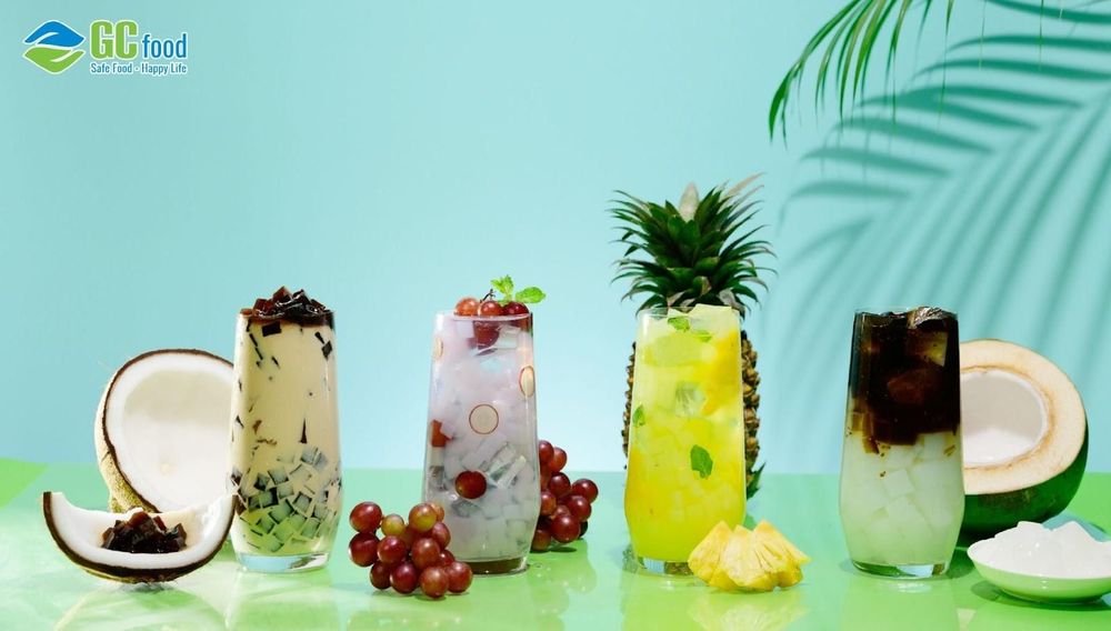 Coconut jelly cubes are a versatile topping for many delicious desserts.