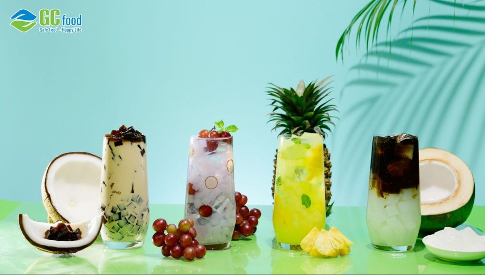 Thạch dừa miếng dùng làm topping cho nhiều món tráng miệng hấp dẫn.