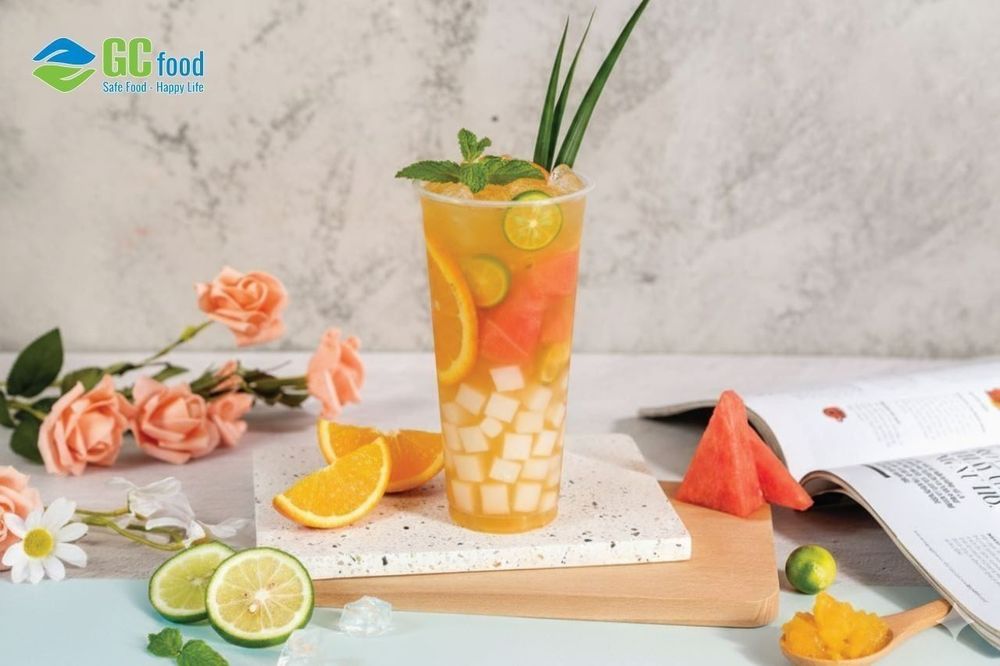 Tropical fruit tea with a delicious chewiness from GC Food’s coconut jelly.