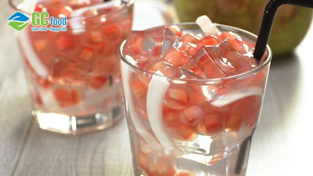 You can use GC Food coconut jelly as a topping for coconut water with tapioca pearls.