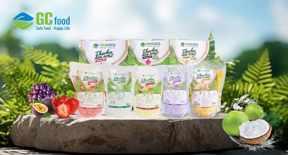 Thạch dừa GC Food được sản xuất từ nước dừa Bến Tre, thanh mát và an toàn đối với sức khỏe.