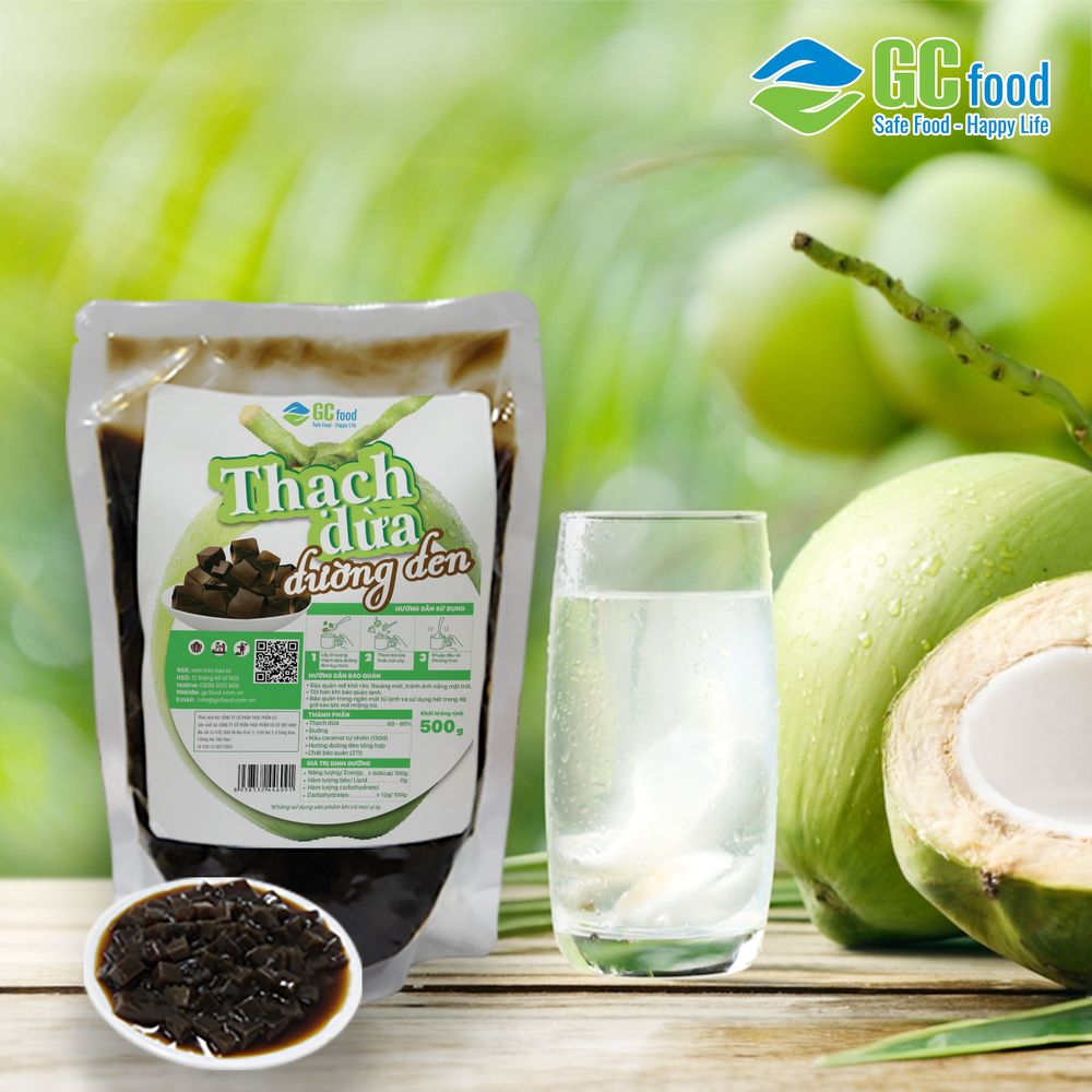 Thạch dừa của GC Food sẽ góp phần tạo nên cảm giác mới mẻ cho món trà sữa hạnh nhân.
