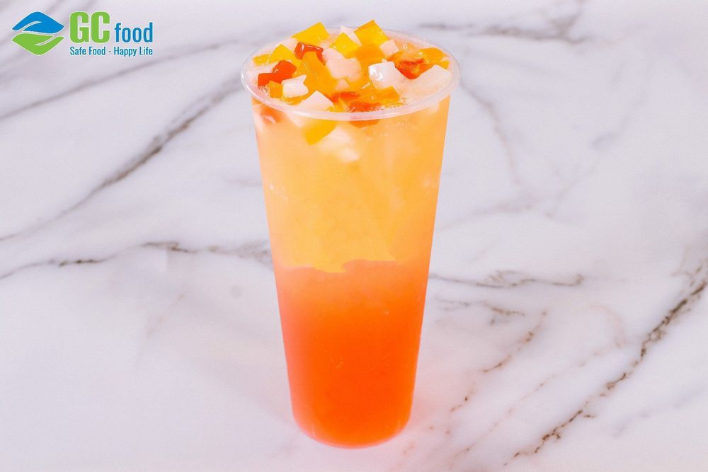 This peach tea with coconut jelly and milk is creamy yet still delightfully light.