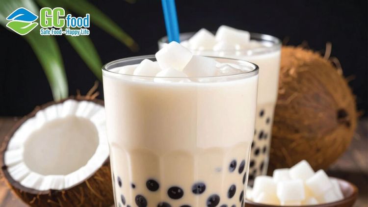 Easy-to-make jasmine milk tea with coconut jelly recipe