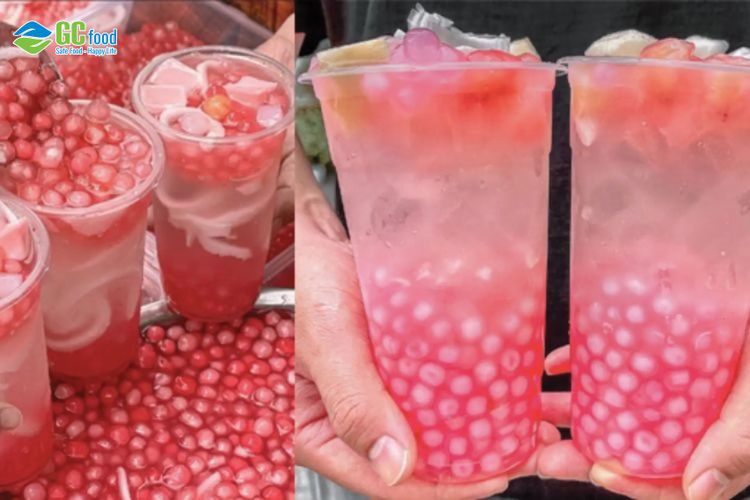 Simple coconut water with tapioca pearls for summer refreshment 