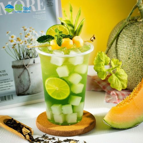 Cách làm trà dưa lưới kết hợp topping thạch dừa giòn mát